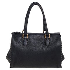 Fendi Black Selleria Leather Firenze Frame Satchel