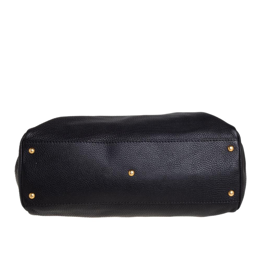 Fendi Black Selleria Leather Large Peekaboo Top Handle Bag 6