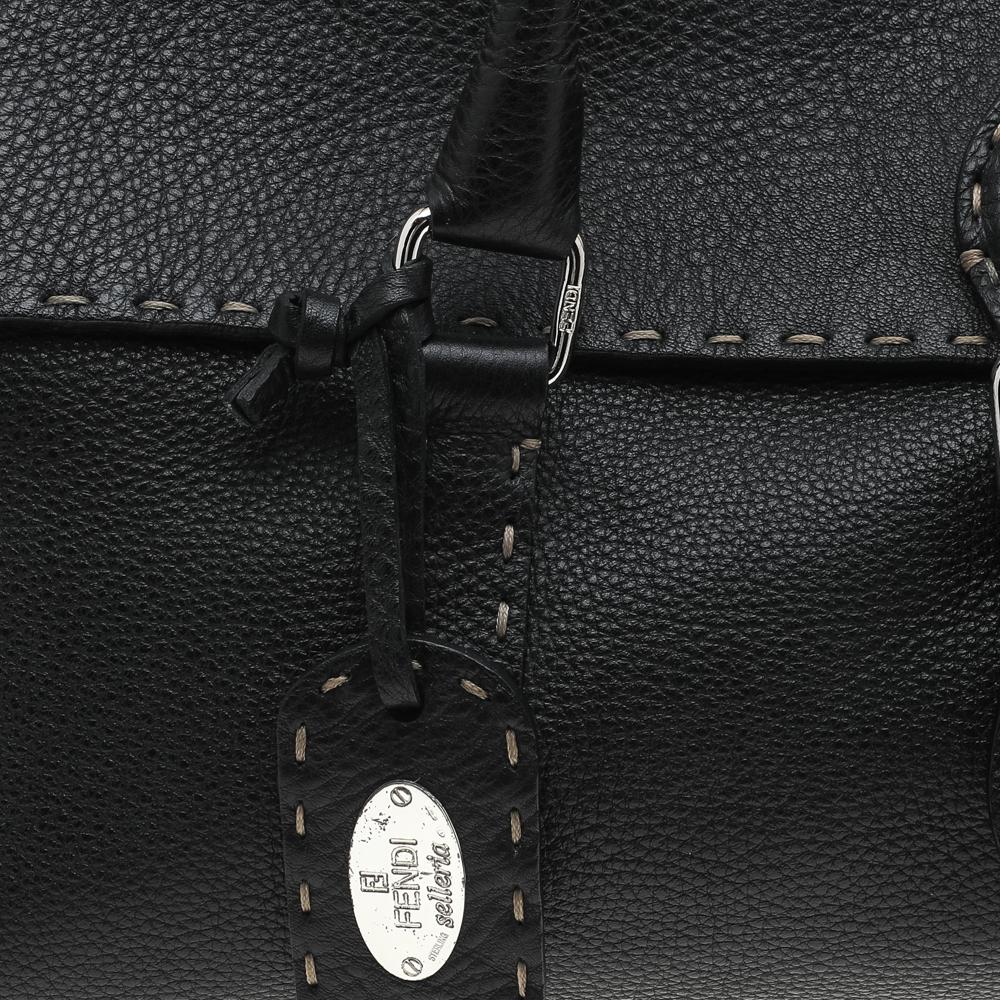 Fendi Black Selleria Leather Linda Flap Satchel 2