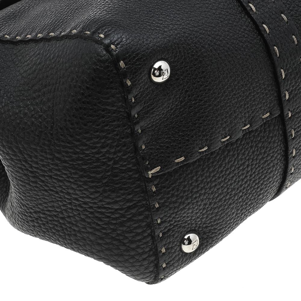 Fendi Black Selleria Leather Linda Flap Satchel 3