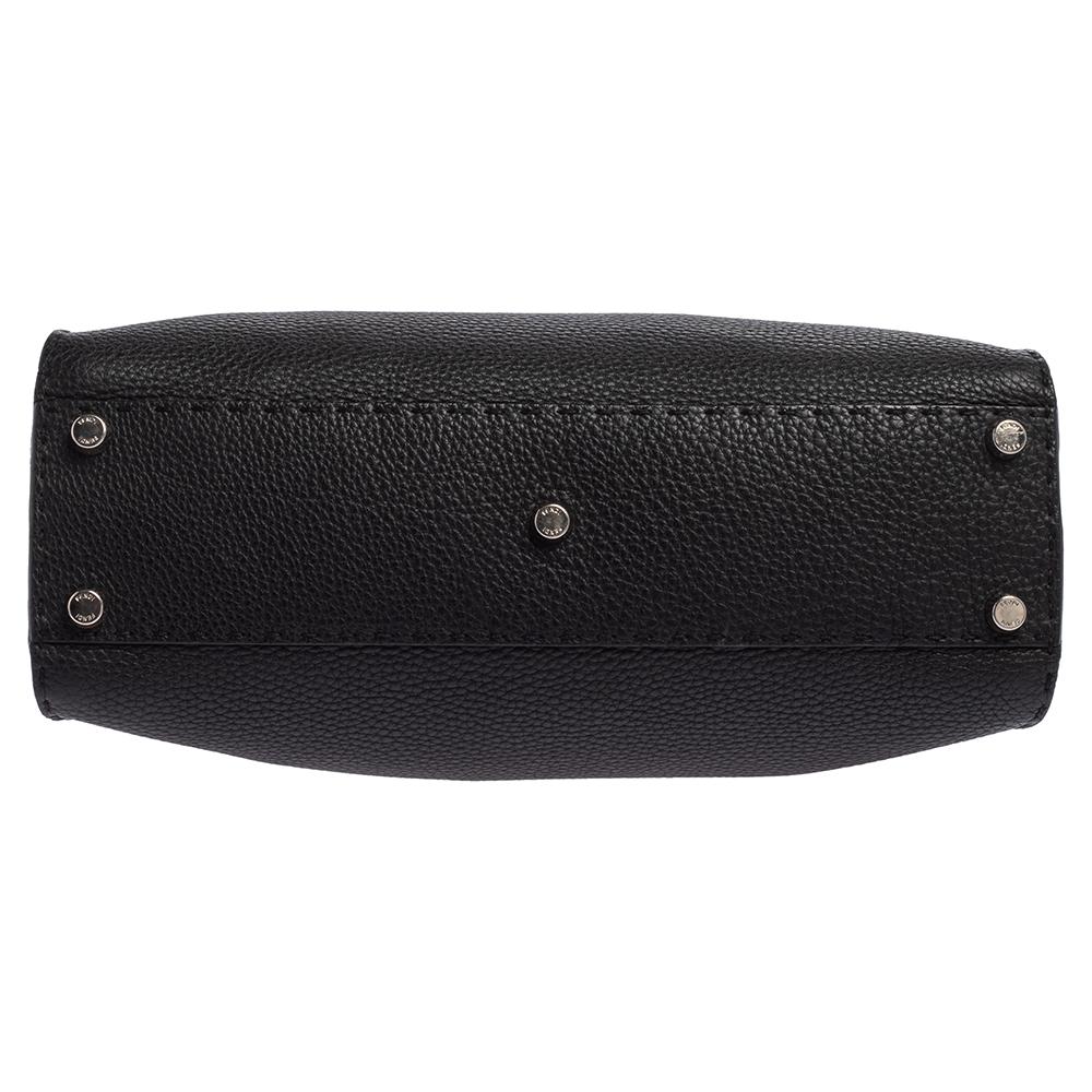 Fendi Black Selleria Leather Medium Peekaboo Top Handle Bag 1
