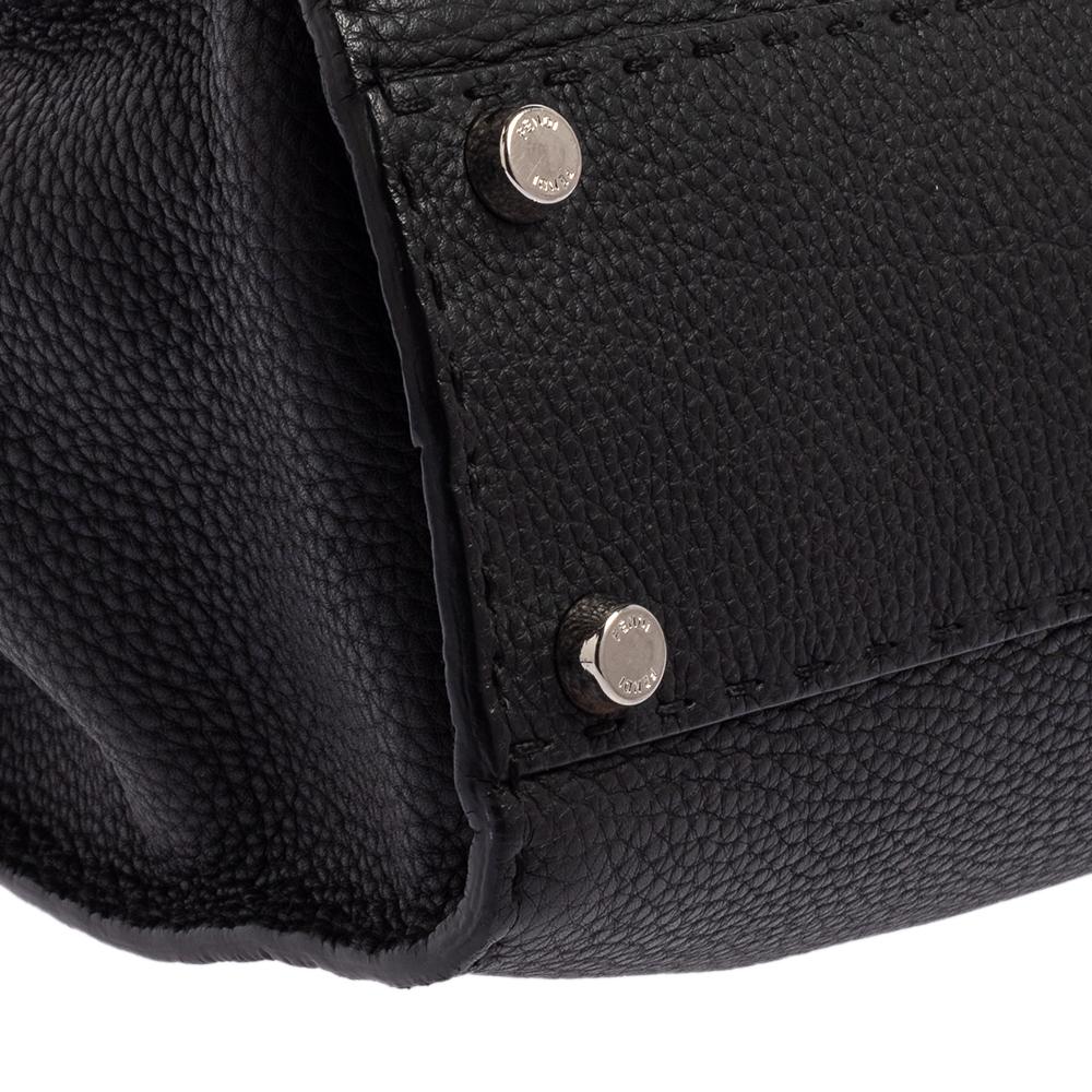 Fendi Black Selleria Leather Medium Peekaboo Top Handle Bag 2