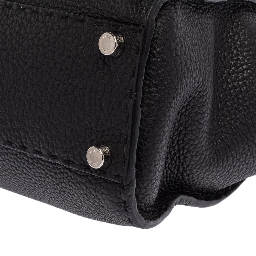 Fendi Black Selleria Leather Medium Peekaboo Top Handle Bag 3