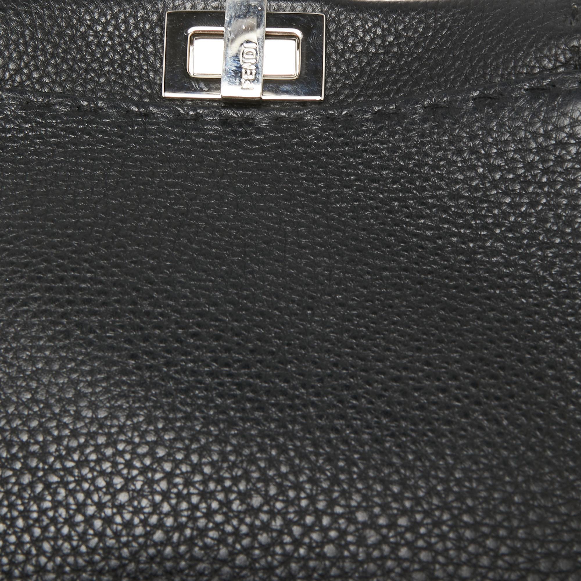 Fendi Black Selleria Leather Mini Peekaboo Top Handle Bag 7