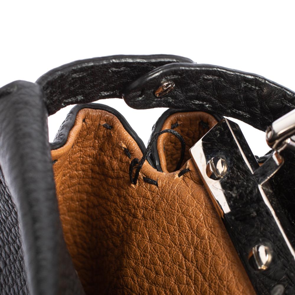 Fendi Black Selleria Leather Mini Peekaboo Top Handle Bag 1
