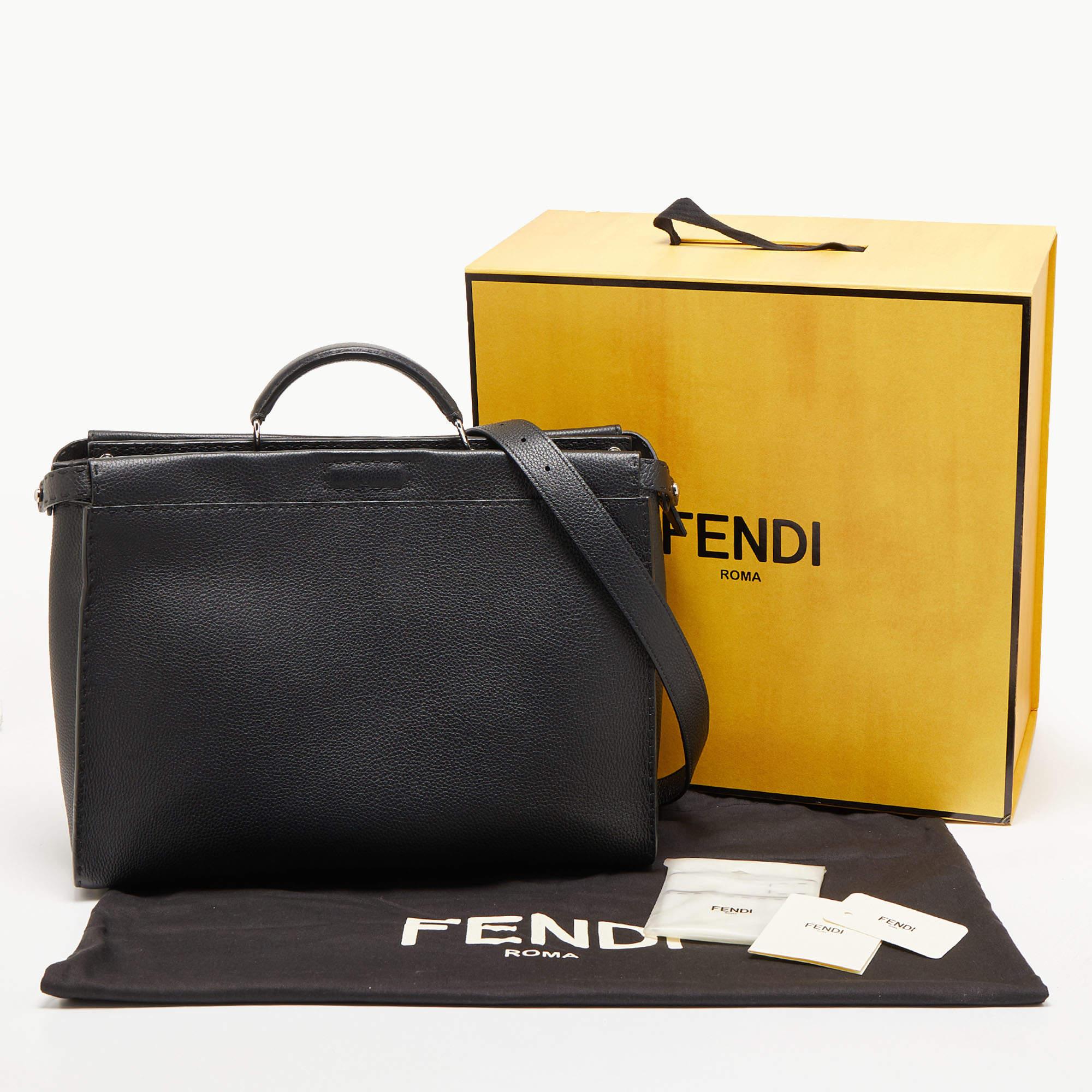 Fendi Black Selleria Leather Peekaboo ISeeU Briefcase 7