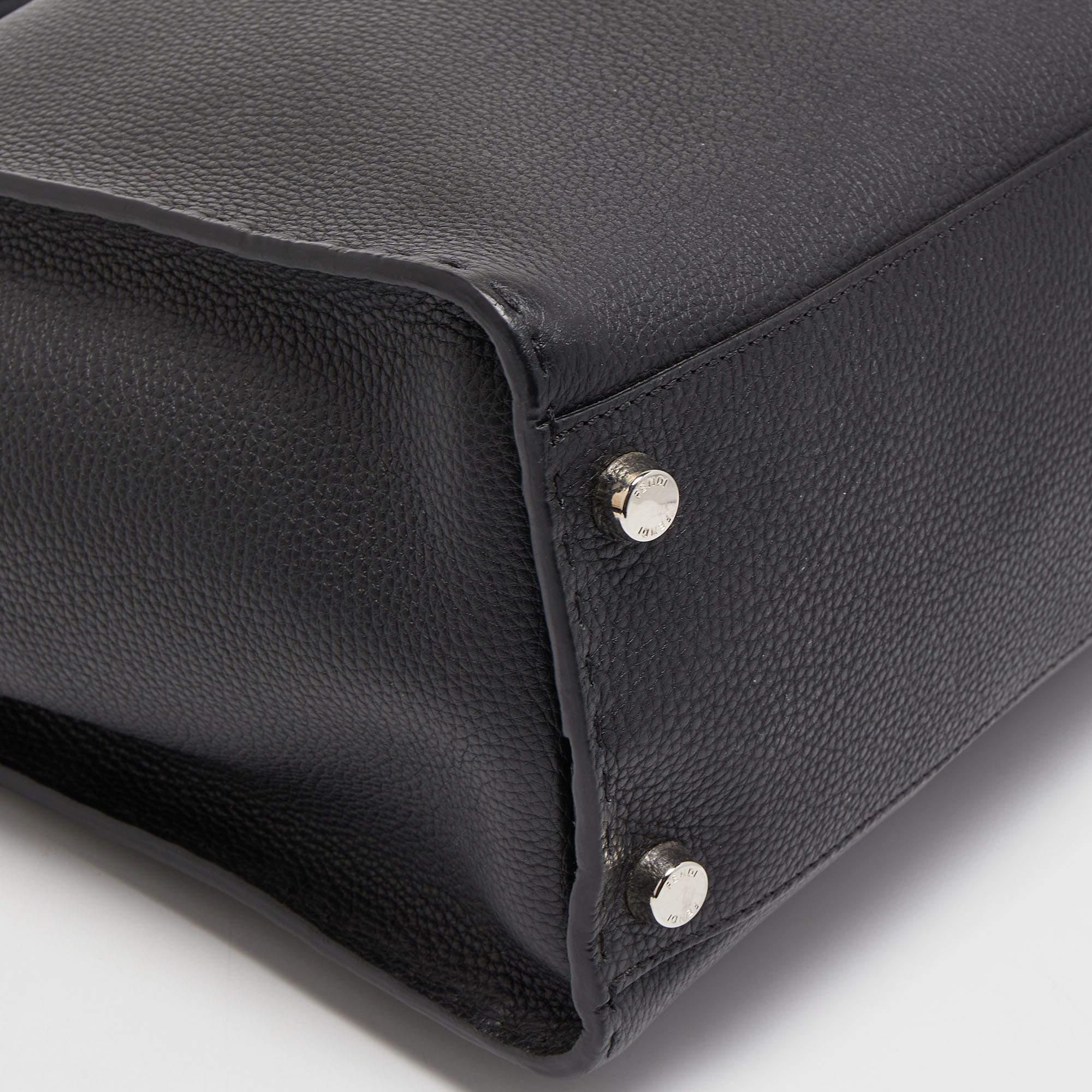 Fendi Black Selleria Leather Peekaboo ISeeU Briefcase 9