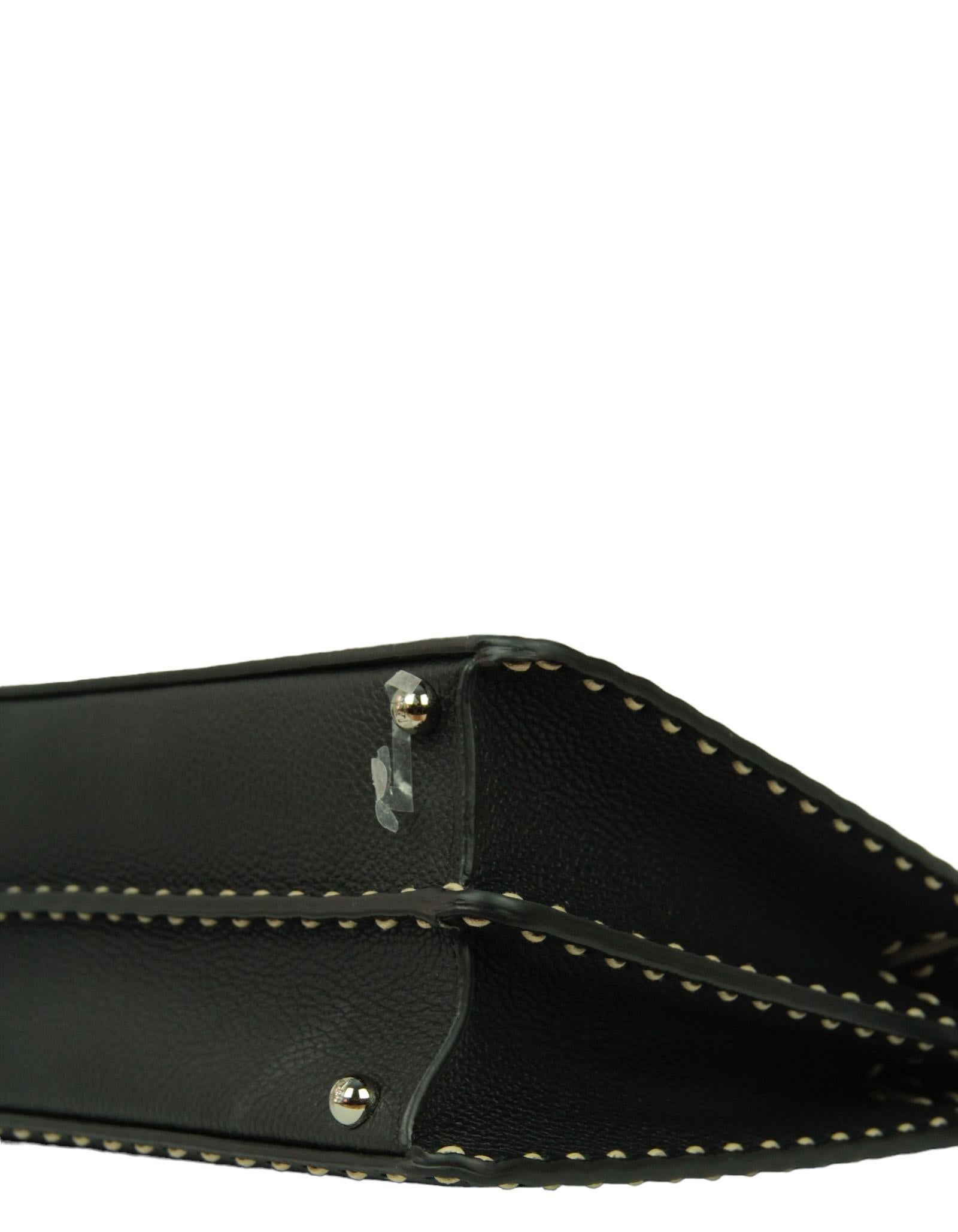 Fendi - Sacoche en cuir noir Selleria avec poignée en peau de serpent 1