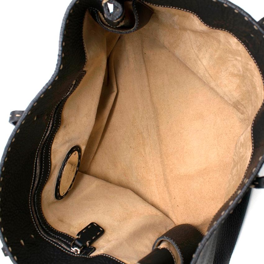 Fendi Black Selleria Leather Tote Bag 39.5cm For Sale 2