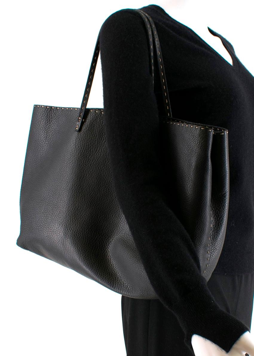 Fendi Black Selleria Leather Tote Bag 39.5cm For Sale 4
