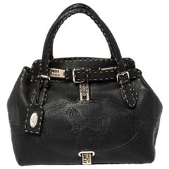 Fendi Black Selleria Leather Villa Borghese Tote