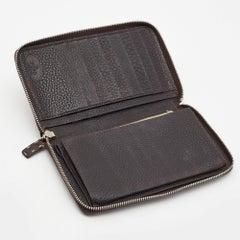 Fendi Black Sellieria Leather Logo Zip Around Continental Wallet