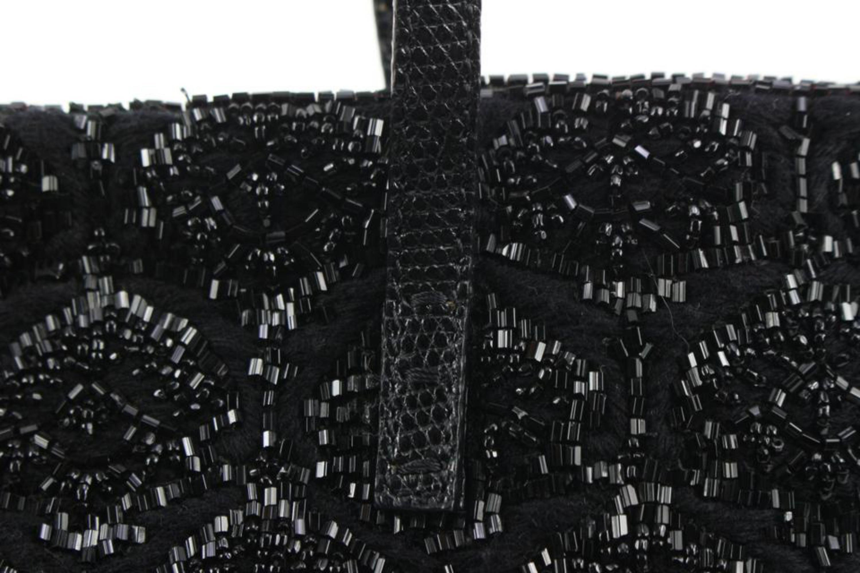 Fendi Black Sequin Beaded Roll Tote Shopper Bag S210F57 For Sale 6