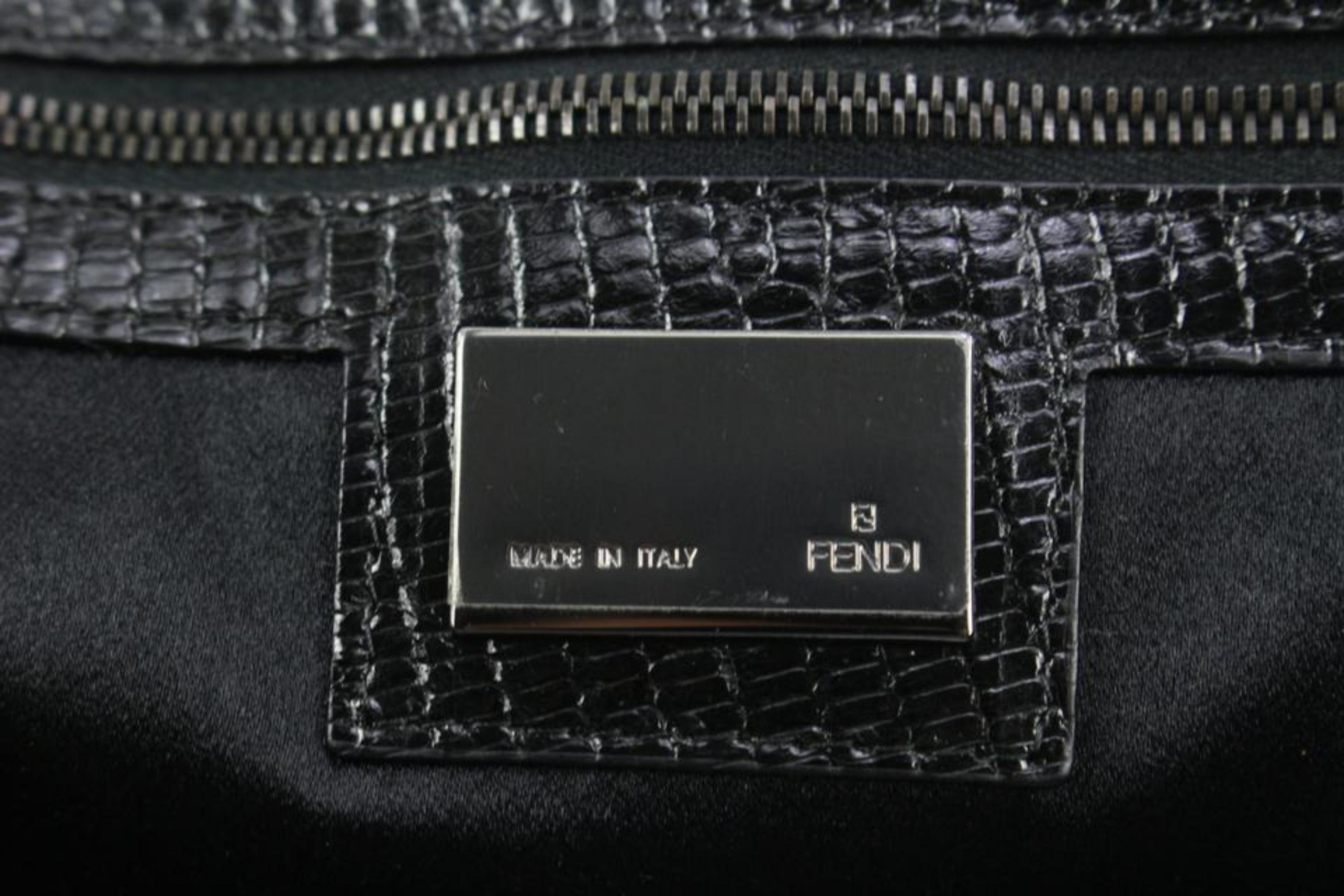 Fendi Black Sequin Beaded Roll Tote Shopper Bag S210F57 In Good Condition For Sale In Dix hills, NY