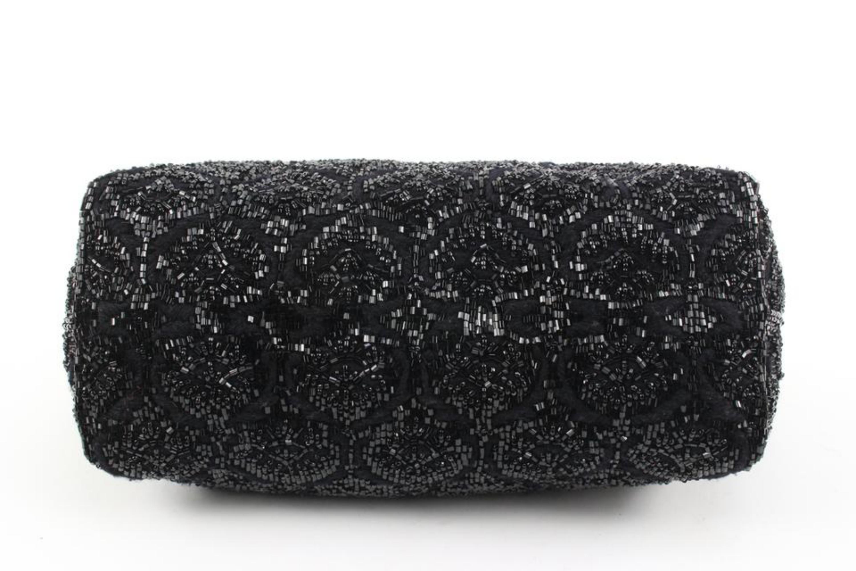 Fendi Black Sequin Beaded Roll Tote Shopper Bag S210F57 For Sale 4