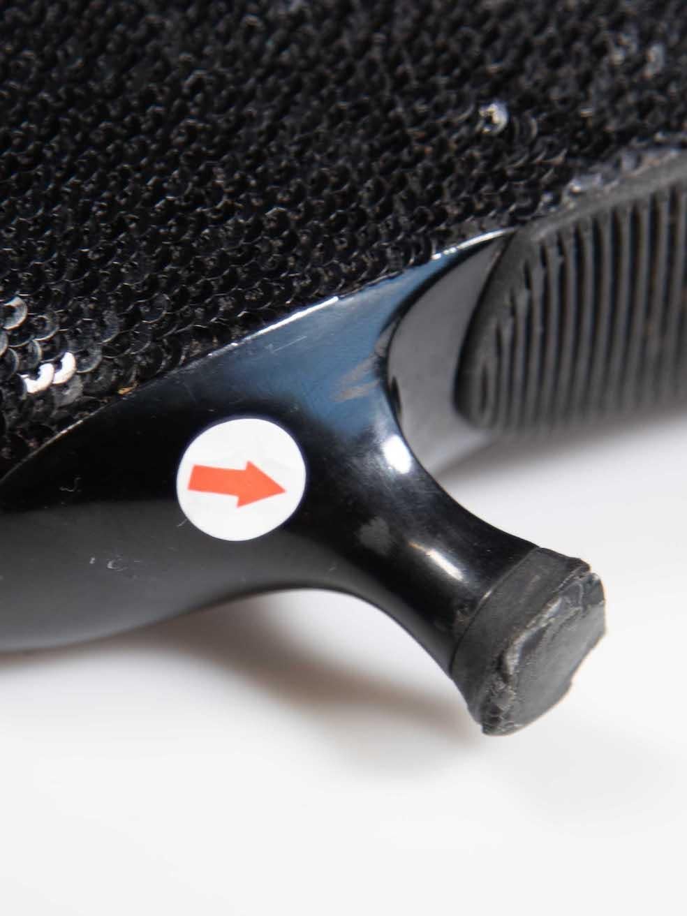 Fendi Black Sequinned Kitten Wedge Sandals Size IT 38.5 For Sale 2