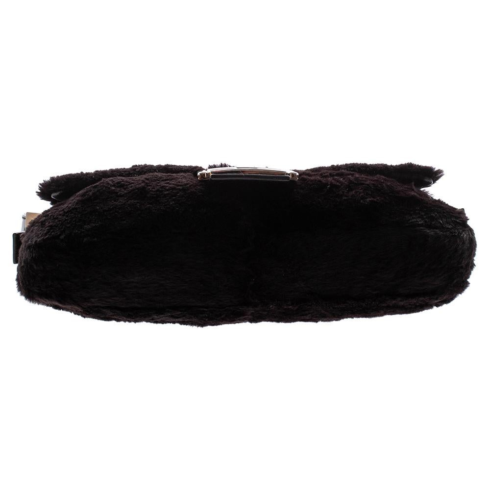 Fendi Black Shearling and Leather Mama Baguette Bag 5