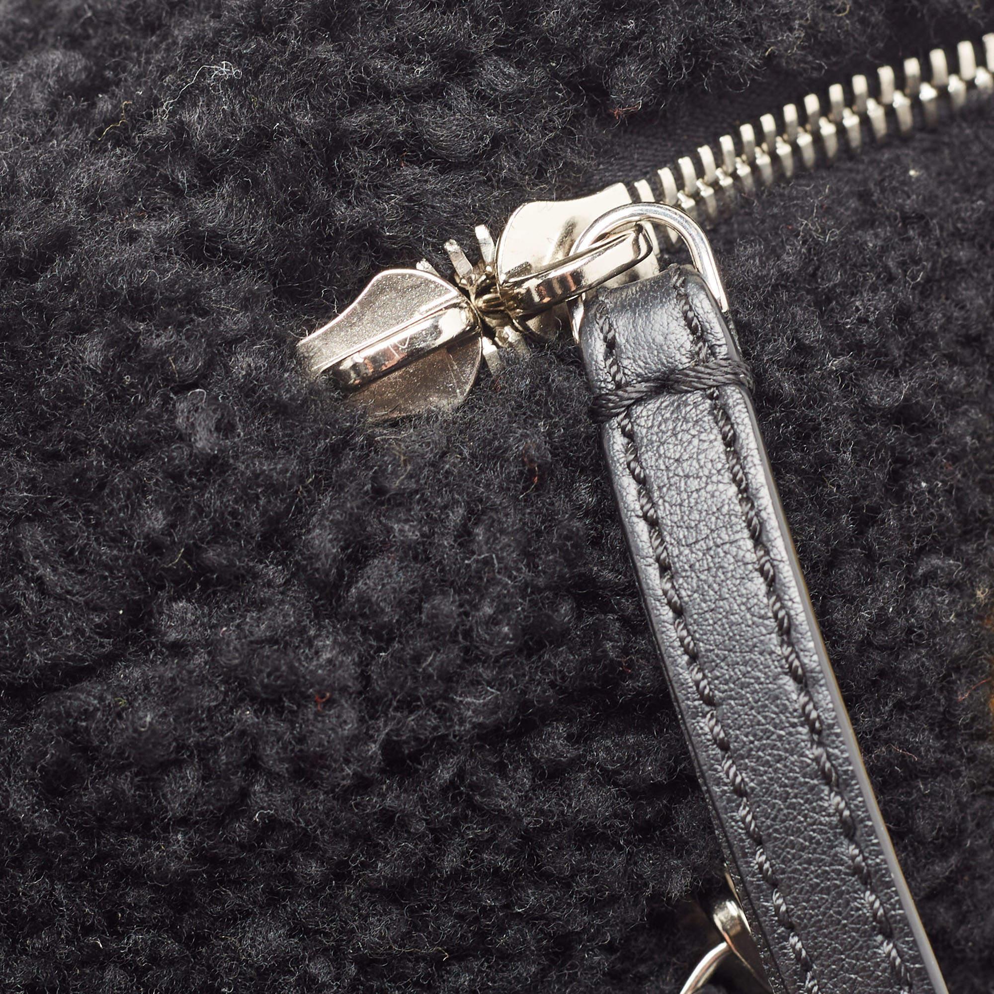 Fendi Black Shearling and Leather Monster Backpack 7