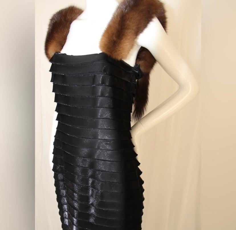 Absolutely stunning vintage Fendi 1999 gown 
Heavy silk with Russian sable trim 

Rare and gorgeous 
Size 44
Zipper on the side 

Excellent vintage condition