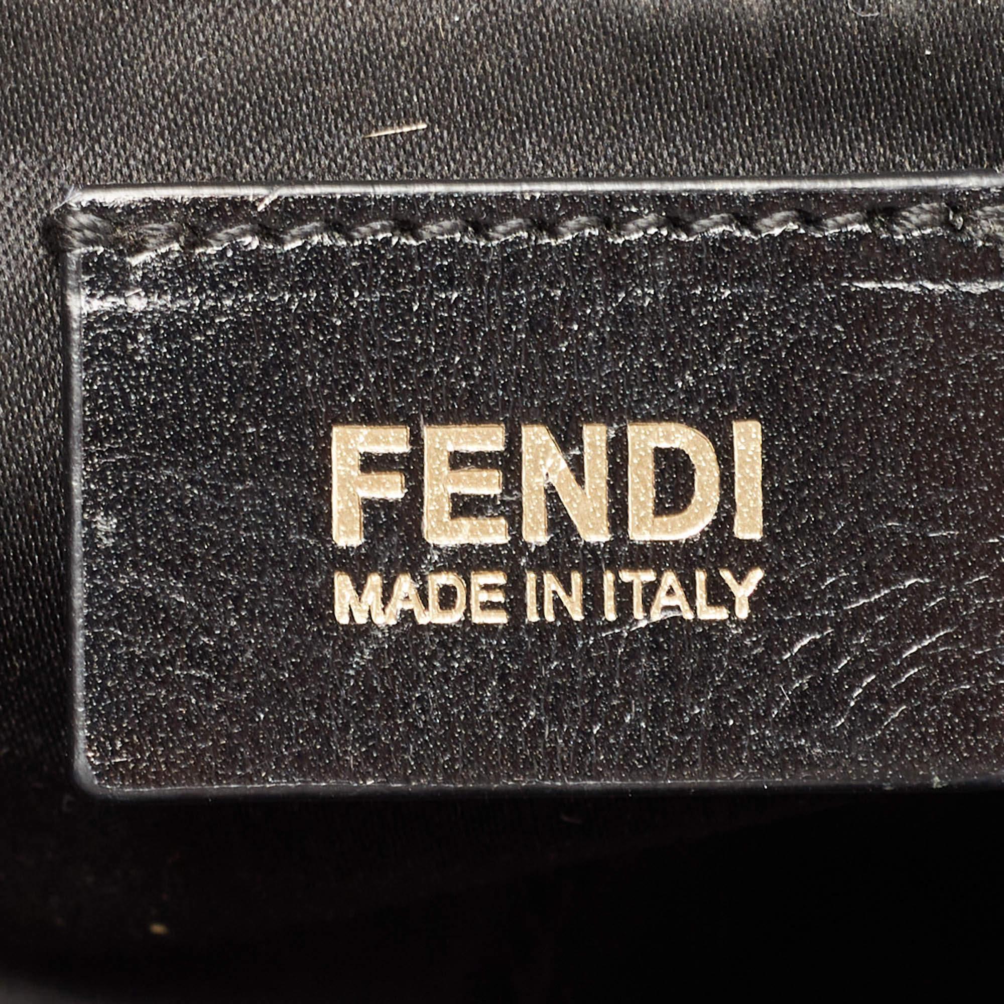 Fendi Black Shimmer Suede Front Zip Chain Tote 6