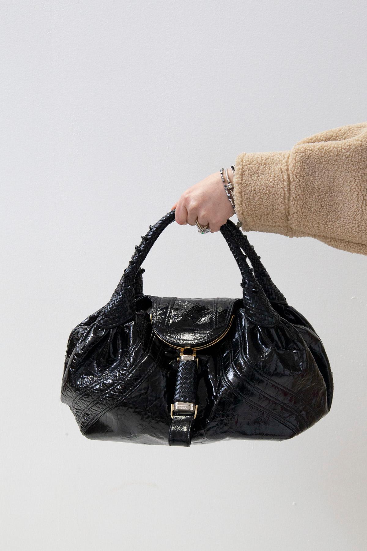 FENDI Black Shiny Leather Bag In Good Condition For Sale In Milano, IT