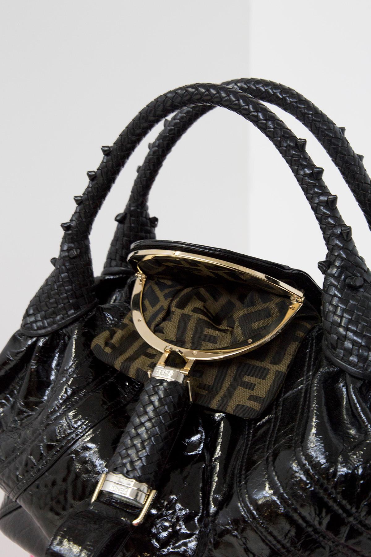FENDI Black Shiny Leather Bag For Sale 3