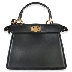 Fendi Black Shiny Nappa Petite Peekaboo I SEE U Satchel
