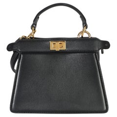 Fendi Black Shiny Nappa Petite Peekaboo I SEE U Satchel