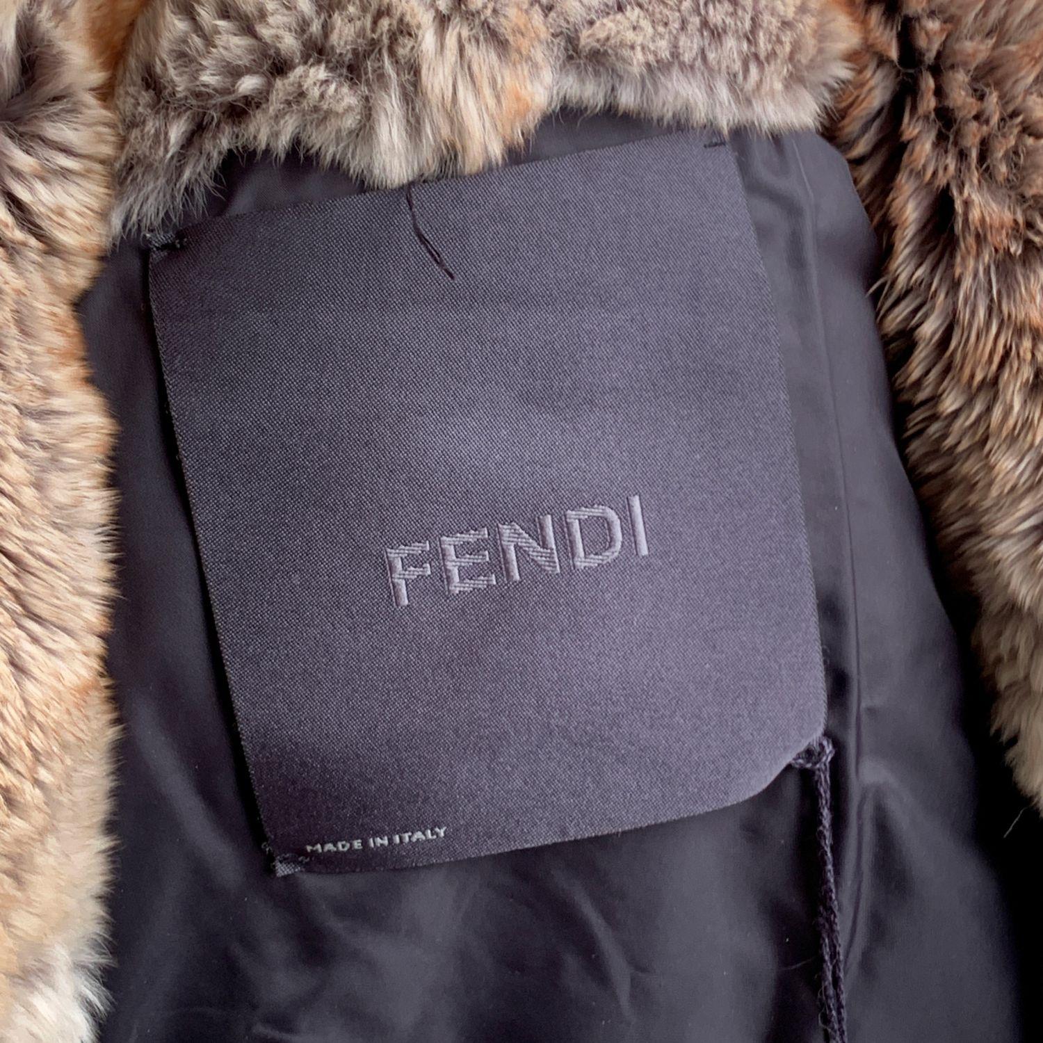Fendi Black Short Sleeve Down Jacket with Fur Collar Size 40 2