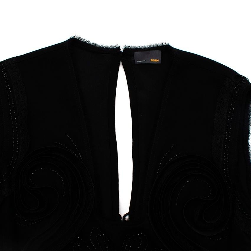 Women's Fendi Black Silk Chiffon 3-D Embellished Sleeveless Gown For Sale