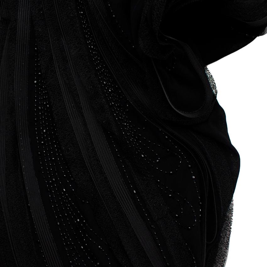 Fendi Black Silk Chiffon 3-D Embellished Sleeveless Gown For Sale 3