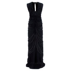 Fendi Black Silk Chiffon 3-D Embellished Sleeveless Gown