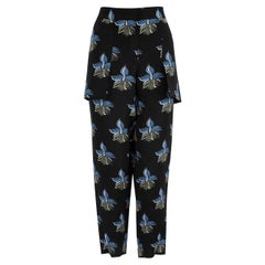 Fendi Black Silk Flower Printed Trousers Size M