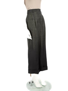 Fendi Black Silk Ombré Patterned Trousers Size M