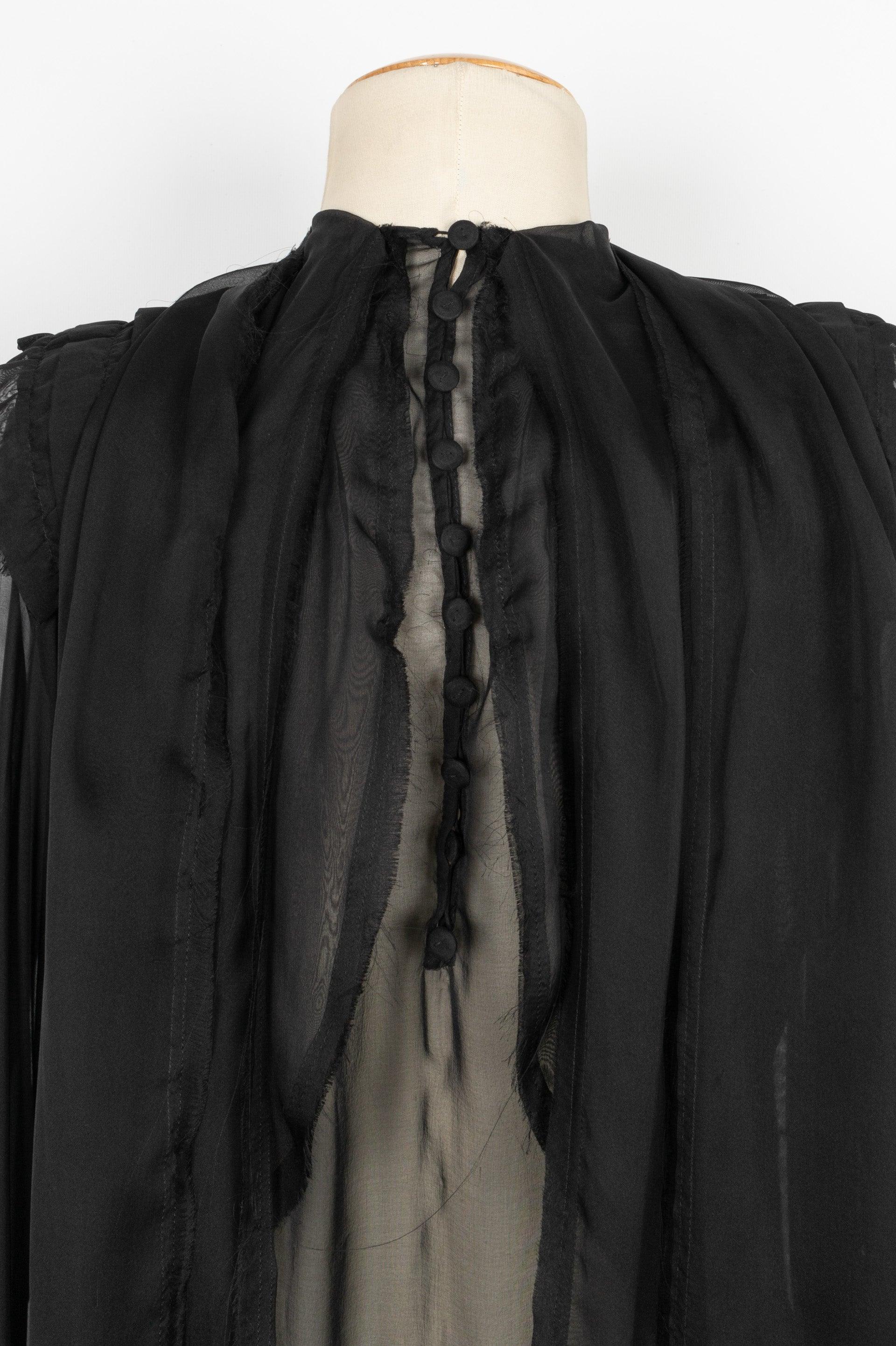 Fendi Black Silk Transparent Blouse For Sale 3
