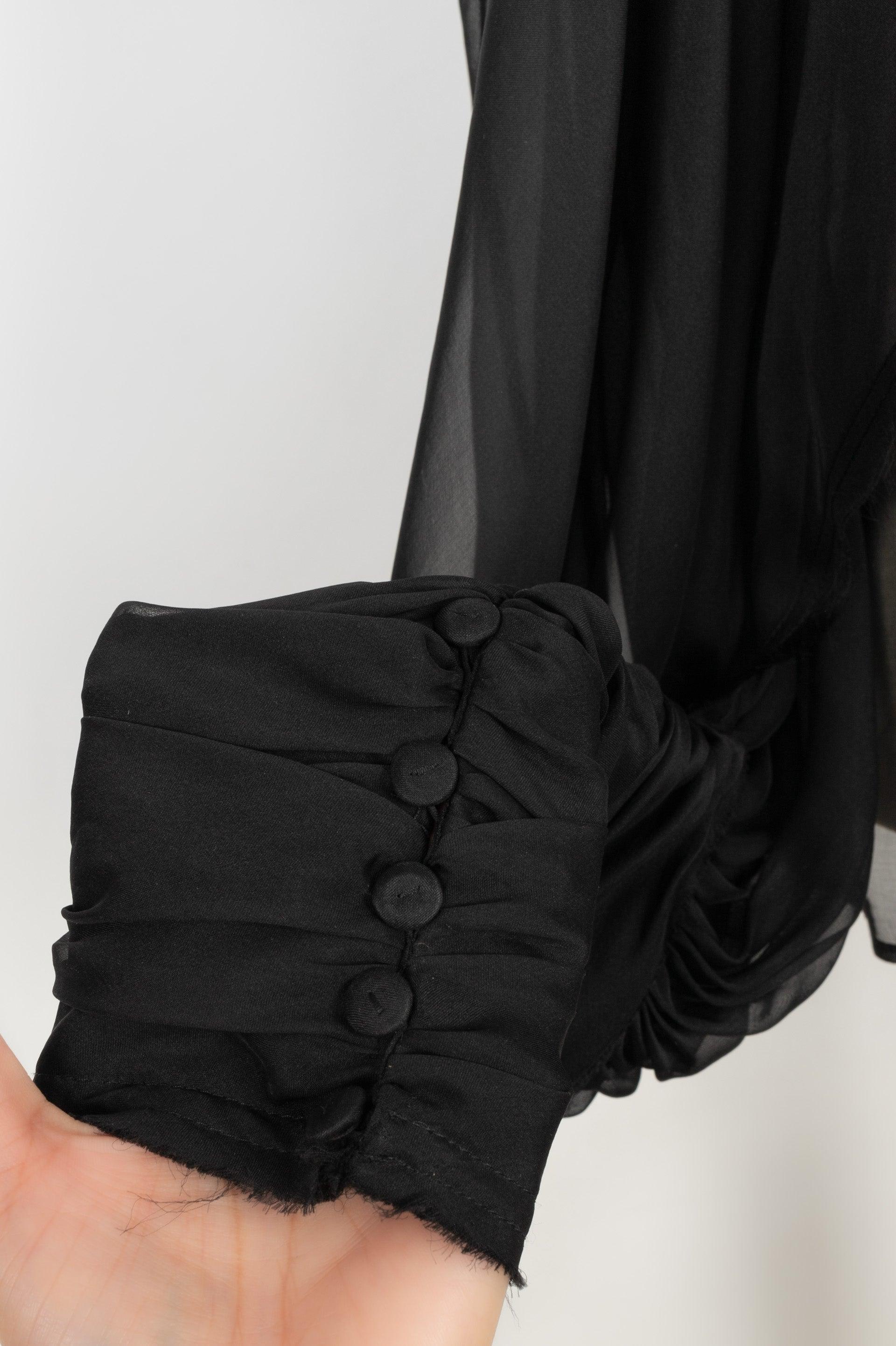 Fendi Black Silk Transparent Blouse For Sale 4