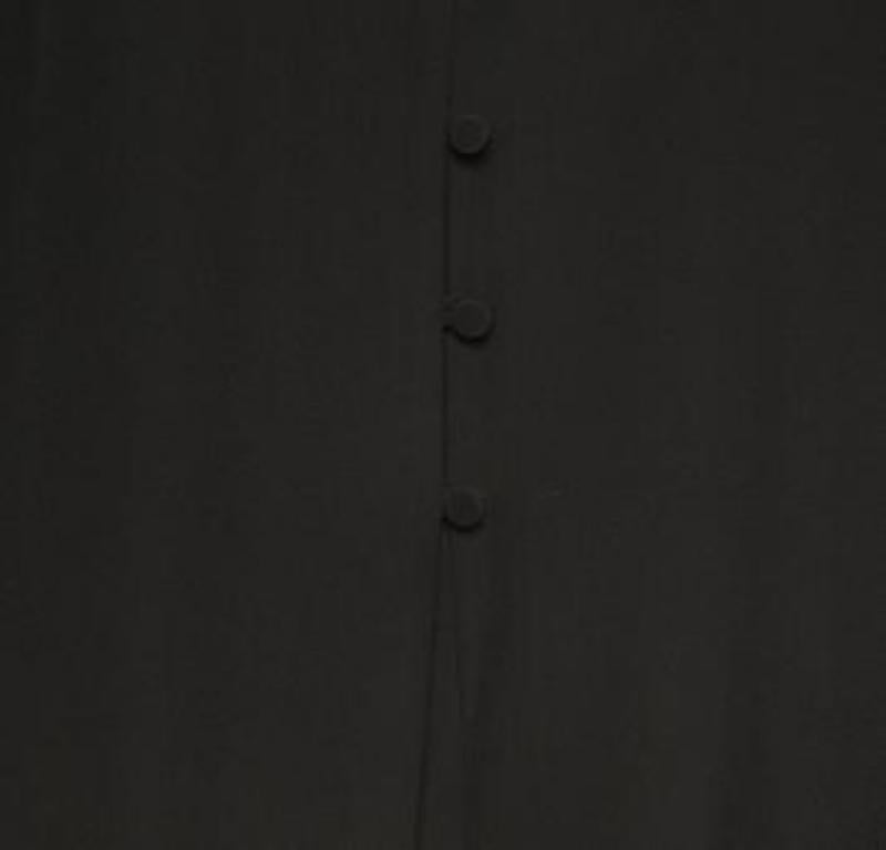 Fendi Black Silk V Neck Collared Button Front Shirt L For Sale 6