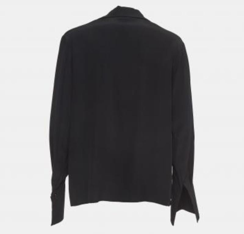 Women's Fendi Black Silk V Neck Collared Button Front Shirt L For Sale