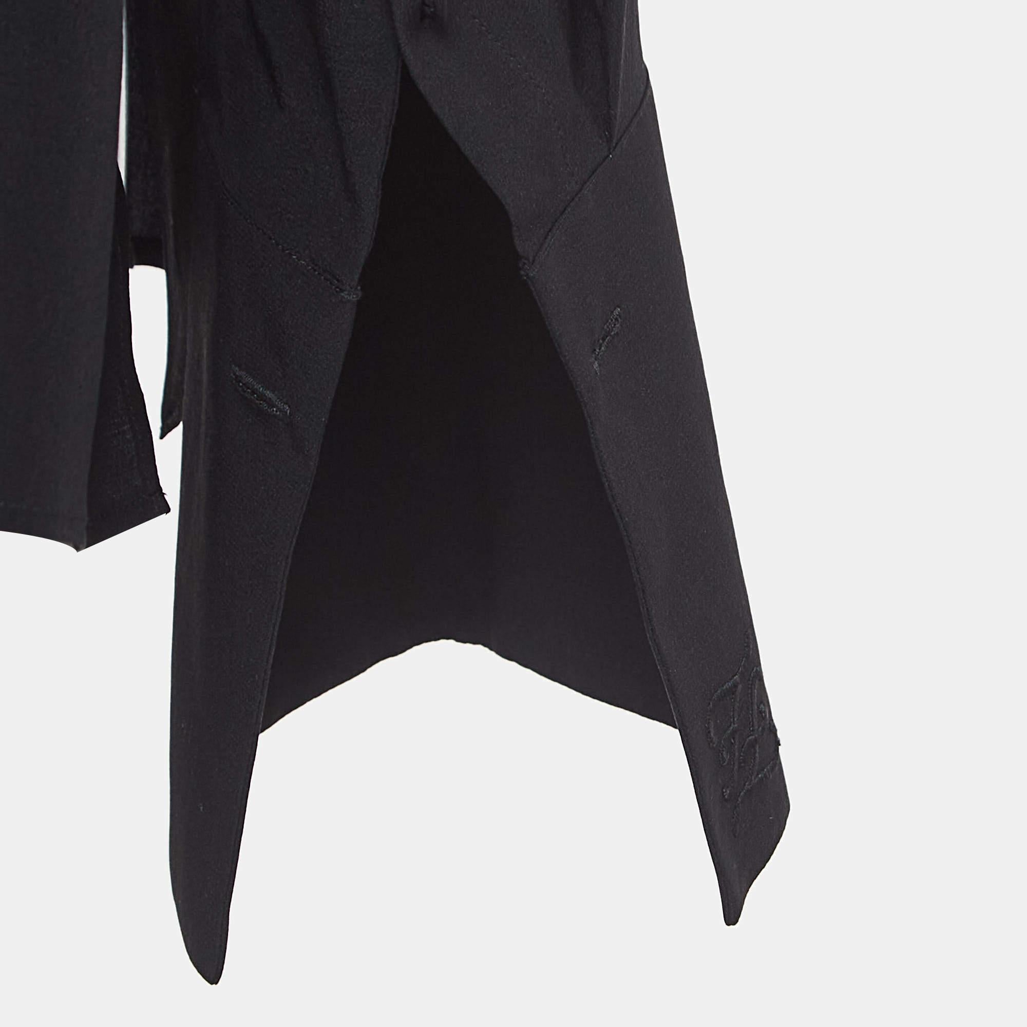 Fendi Black Silk V Neck Collared Button Front Shirt L 3