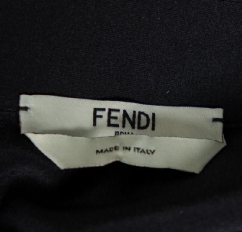 Fendi Black Silk V Neck Collared Button Front Shirt L For Sale 3
