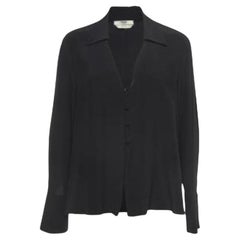 Fendi Black Silk V Neck Collared Button Front Shirt L