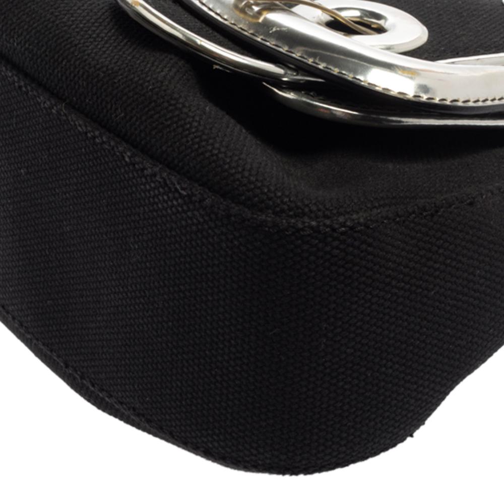 Fendi Black/Silver Canvas and Patent Leather B Bis Shoulder Bag 7