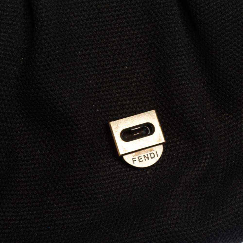 Fendi Black/Silver Canvas and Patent Leather B Bis Shoulder Bag 9