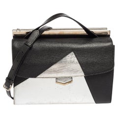Fendi Black/Silver Leather Small Demi Jour Top Handle Bag