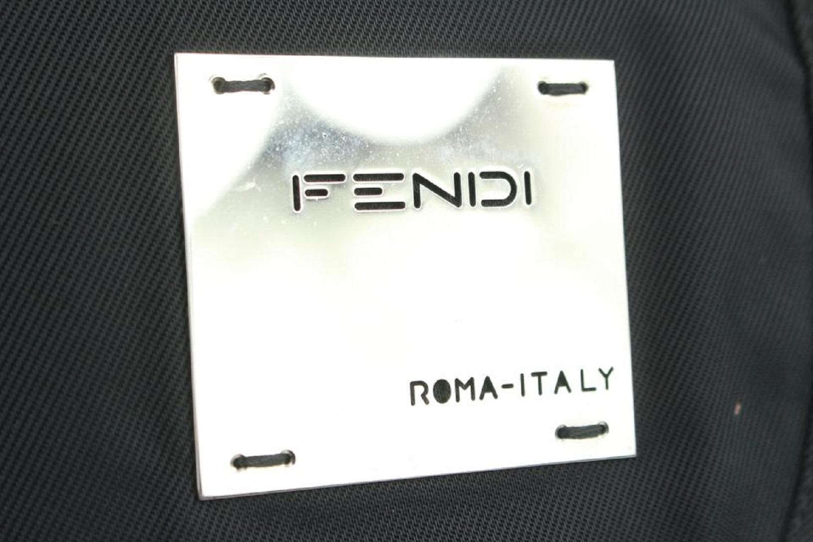 Fendi Black Silver Plaque Messenger Bag 1013f24 For Sale 2