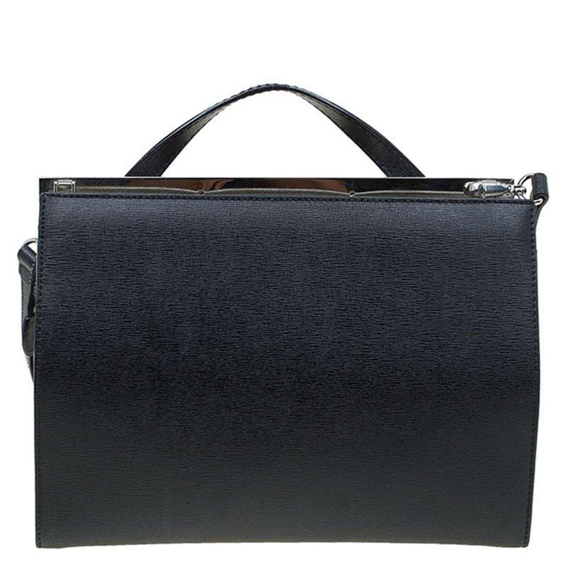 Fendi Black/Silver Textured Leather Small Color Block Demi Jour Shoulder Bag In Good Condition In Dubai, Al Qouz 2