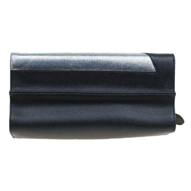 Fendi Black/Silver Textured Leather Small Color Block Demi Jour Shoulder Bag 5