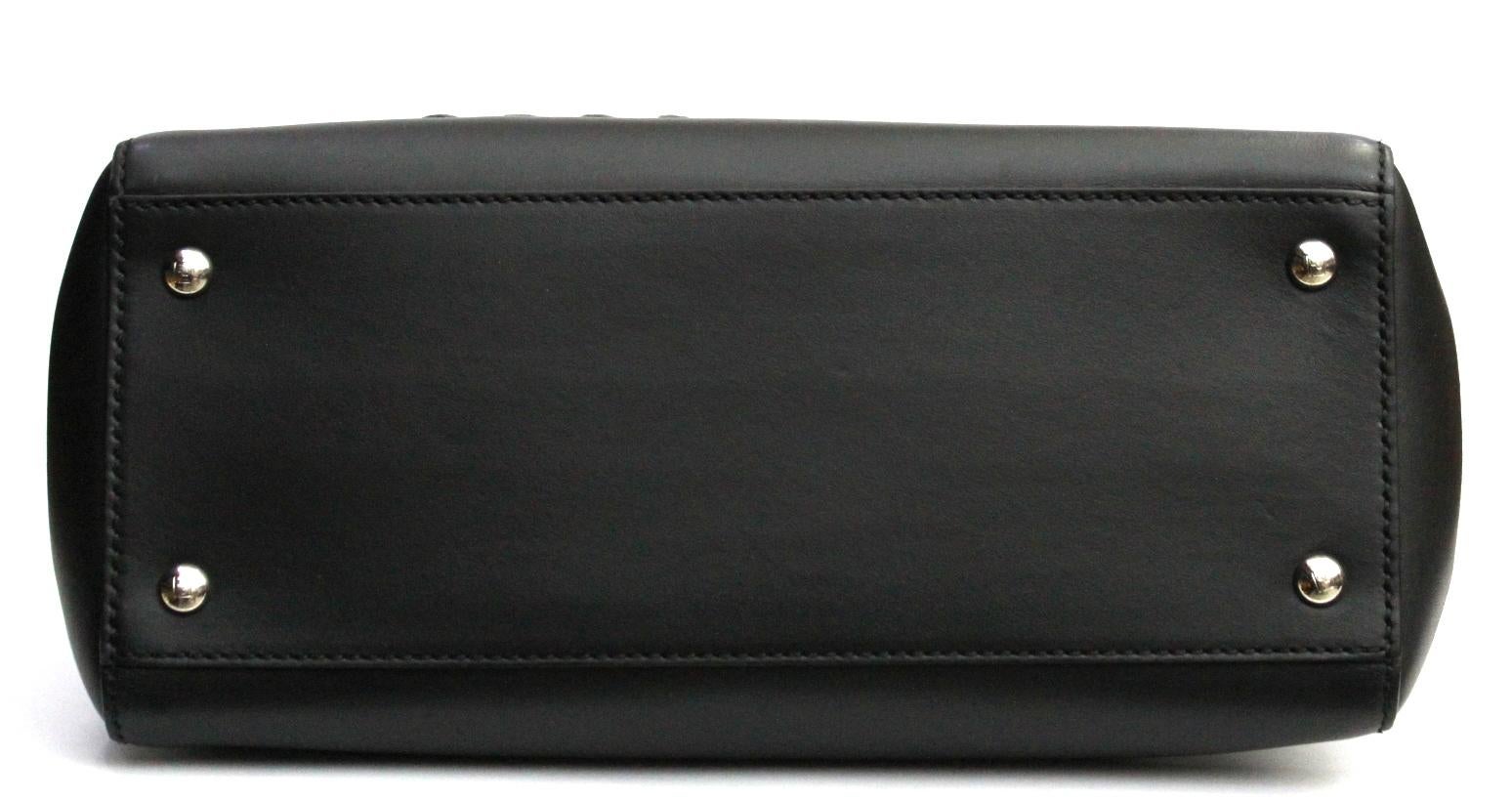 FENDI Black Smooth Calfskin Leather Dotcom Satchel Bag In Excellent Condition In Torre Del Greco, IT
