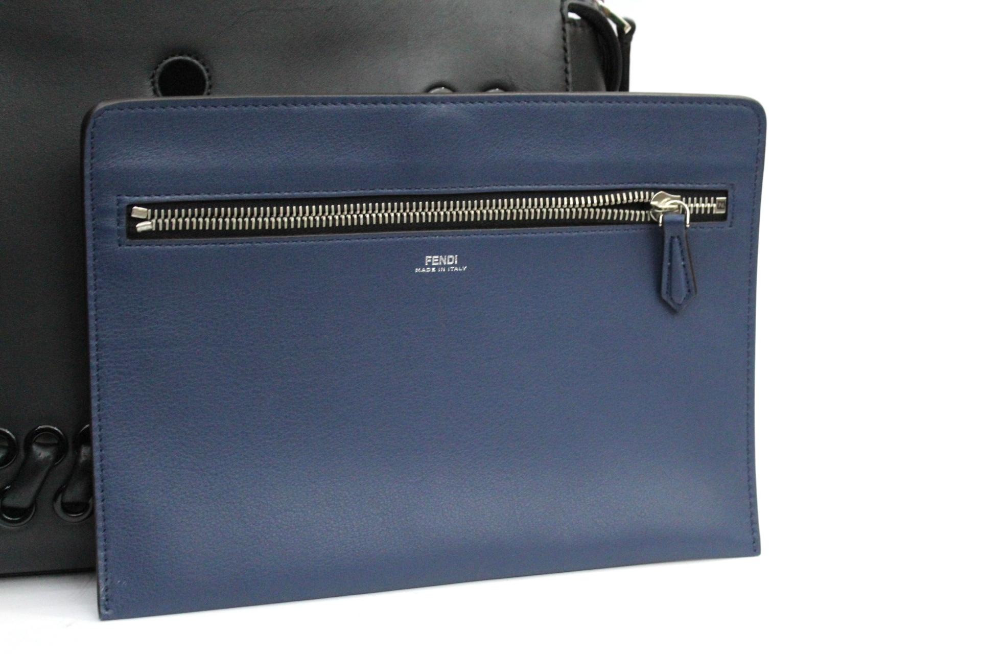FENDI Black Smooth Calfskin Leather Dotcom Satchel Bag 1