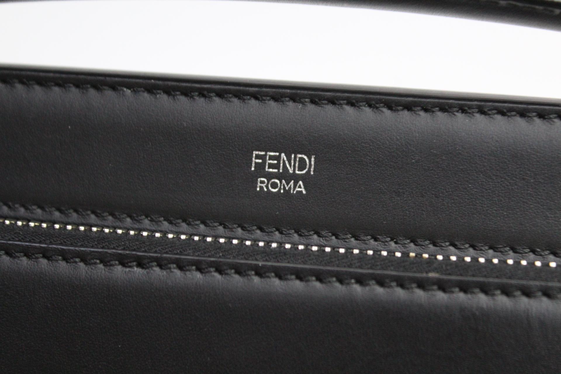 FENDI Black Smooth Calfskin Leather Dotcom Satchel Bag 4